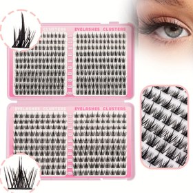 Resim 460 Küme DIY Sahte Kirpik 2 Saç Tipinde, 10-16Mm Kendinden Aşılanmış Kirpikler Karışık Uzunluklarda, Kıvrık Komik Kirpikler, Yeniden Kullanılabilir 