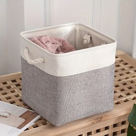 Resim Kare Katlanır Dokuma Kumaş Depolama Kutusu, Çöp Düzenleyici, Ev Oyuncakları, Giysiler, Ayakkabılar ve Şapkalar Depolama Sepeti, Büyük Kapasiteli Çok Fonksiyonlu Açık Depolama Dolabı. 11×11×11 / 13×13×13 inç 