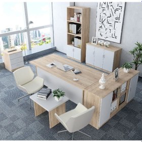 Resim Naomi 6'lı Ofis Takımı Model 2 Meşe Beyaz 