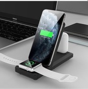 Resim Sunskyy H6 3'ü 1 Arada Taşınabilir Katlanır Kablosuz Şarj Cihazı Siyah 