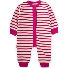 Resim Cigit Çizgili Triko Tulum 0-3 Yaş Fuşya Fuşya 