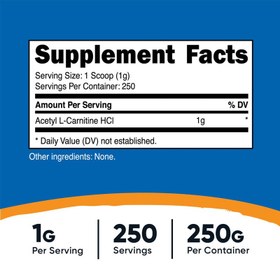 Resim Nutricost acety L-Carnitine 250 gr -250 SERVİS 