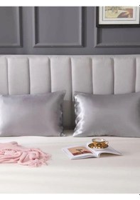 Resim Gri Ipek Saten Yastık Kılıfı 50 X 70 2'Li N11.8 