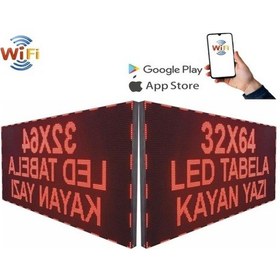 Resim Led Tabela 64x32cm Çift Taraflı Kırmızı Kayan Yazı-wifi 