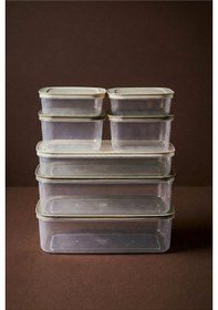 Resim Fridgy+ Bej 14 Parça Çok Amaçlı Saklama Kabı Ve Düzenleyici Set 2x4,3 Lt-1x2,6 Lt-2x2 Lt-2x1,3 Lt Bej Bej 