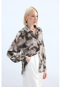 Resim Sateen Desenli Gömlek - Kahve-136914 kahve 