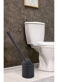 Resim Home Silikon Wc Tuvalet Banyo Fırçası Klozet Fırçası Siyah Oval Siyah 