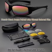 Resim 4 Değiştirilebilir Lensli Unisex Taktik Gözlükler - Siyah PC Çerçeve ve Lens, Şişirme, Bisiklet ve Açık Hava Sporları İçin Çok Yönlü, Gece Görüş Kabiliyeti, Özel Uyum İçin Çıkarılabilir Koltuklar 
