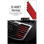 Resim STS Oto Aksesuar Araç Içi Klima Havalandırma Izgarası Kırmızı Trim Seti Film Şerit Havalandırma Izgarası Kırmızı Trim Şerit 