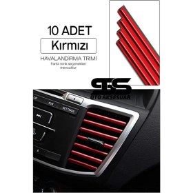 Resim STS Oto Aksesuar Araç Içi Klima Havalandırma Izgarası Kırmızı Trim Seti Film Şerit Havalandırma Izgarası Kırmızı Trim Şerit 