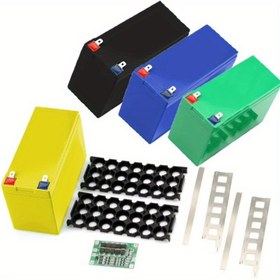 Resim 18650 hücreler için 12V 7Ah Pil Kılıfı Tutucu, 3*7 BMS Nikel Şerit Plastik Depolama Kutusu, DIY Pil Paketi Düzenleyici, Güç Araçları 