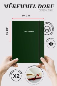 Resim Nota Bene Classic Sert Kapak Defter, 19x25 Cm, Çizgili Yeşil 