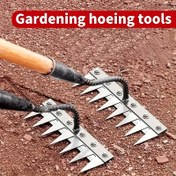 Resim Garden Rake ile 8-Tine Fork - Dayanıklı Yabancı ve Toprak Direnci Aracı, Kolay Tutuş İçin Siyah Sap, Bahçelerde Yabancıları Kuvvetli Bir Şekilde Çıkarmak İçin İdeal - Ahşap Sap Dahil Değil, Bahçe Aracı 