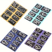Resim 16 Parça/Set, Metal Bulmaca Oyun Seti, açık hava oyunları & etkinlikleri için Puzzle Halka Oyunu Sihirli Halka Malzemeleri Parti Oyunu 