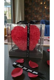 Resim FAMEMUS ACCESSORY Sevgililer Gününe Özel Asetat kutu içinde Kalpli Gül boyut:15cm 