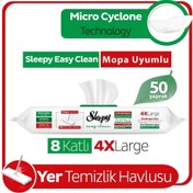 Resim Nessiworld Sleepy Yer Temizlik Havlusu Mop Uyumlu 50 Adet Beyaz Sabun 