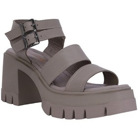 Resim Albishoes Albini 26y10883 Hakiki Deri Topuklu Kadın Sandalet Vizon 