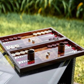 Resim Lüks Büyük Boy Klasik Tavla Seti, Tavla Seti Antik Dünya Haritalı, Hediyelik Tavla Ölçü: 49x24x6 cm 