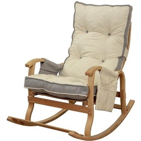 Resim Evoke Lüx Ahşap Çift Minderli Çift Cepli Sallanan Sandalye Gri-krem Gri - Krem 