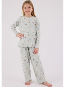 Resim Rolypoly Kız Çocuk Uzun Kol Pijama Takım Açık Yeşil-1756 Yesil 