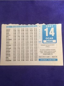 Resim 14 Ocak 2001 Takvim Yaprağı - Nostalji Koleksiyonluk Takvim Yaprağı 