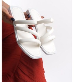 Resim Mia026-1603 Günlük Kadın Bantlı Beyaz Renkli Tatil Terliği 001 