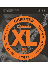 Resim D'addario Ecg26 Xl Chromes Flatwound Elektro Gitar Tel Seti Prof 
