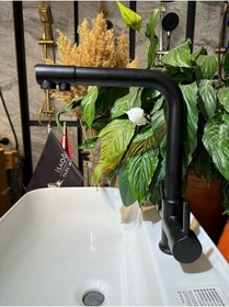 Resim İsaoğlu Yapı Siyah Mutfak Bataryası Siyah Arıtmalı Musluk Evye Armatür Siyah 