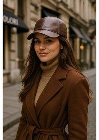 Resim Yake Store Klasik Kahverengi Renkli Düz Siperlikli Deri Baseball Şapka - Sade Şık Tasarım Spk1104 - Kahverengi Kahverengi 