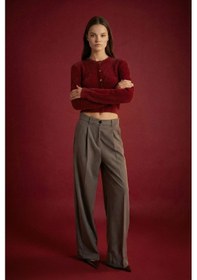 Resim DeFacto Regular Fit Bisiklet Yaka Düğmeli Triko Bordo Hırka E2428AX24WNBR248 Bordo 