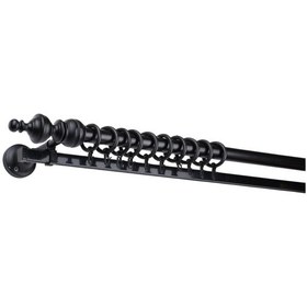 Resim Siyah Ceren Demonte Başlıklı Ahşap Rustik Perde Askısı - Tek Raylı - 250 Cm 