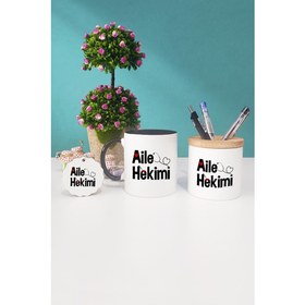 Resim Hedizu Aile Hekimi Doktora Hediye Siyah Kupa Bardak Kalemlik Anahtarlık 