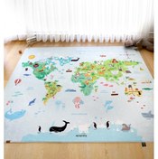 Resim Oyun Mati / Halisi 150x150 cm Dünya Haritası Mavi 