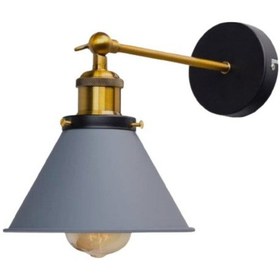 Resim Mylights Retro Rustik Gri Başlıklı Mafsalı Aplik Hareketli Konik Aplik 18cm En Gri 