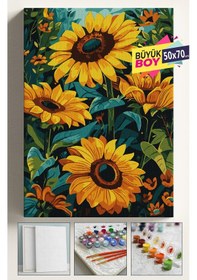 Resim Sayılarla Boyama Seti Numaralı Tuval Fırça Boya Dahil Kasnaklı Set 50x70 Cm - Ayçiçeği 1903 