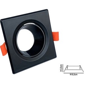 Resim Gu10 Dekoratif Kare Plastik Kasa Siyah 2 Adet 