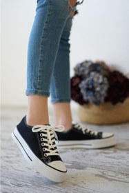 Resim wefashion Cnv Yüksek Taban Siyah Spor Ayakkabı 