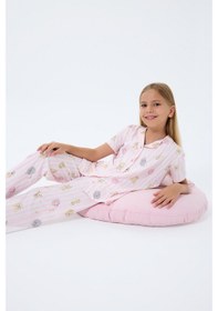 Resim Rolypoly Kız Çocuk Pembe Gömlek Pijama Takım 5274-49705 Pembe 
