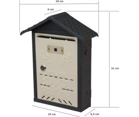 Resim Eymen Yapı Akşan Metal Çatılı Ilan Posta Kutusu Dış Mekan Krem-Antrasit 