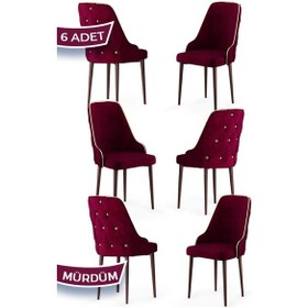 Resim Canisa Krax Serisi, 1.sınıf Babyface Kumaş Mutfak Sandalyesi, Kahve Metal Ayak, 6 Adet Mürdüm Sandalye Sandalye Mürdüm Ayaklar Kahve 