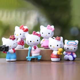 Resim 6 adet Sanrio Serisi Süsleme PVC Malzeme Hello Kitty Serisi Benzersiz Görünüm Hediye İstenen Yüksek Oynama Olası Halloween Noel Hediye Koleksiyonu Süsleme ve Daha Fazlası 