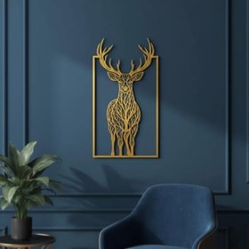 Resim Sezart Geometrik Geyik Başı Metal Duvar Tablosu Siyah 41,5 x 74,5 
