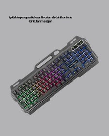 Resim Tek Gaming Set Işıklı Klavye Mouse + Bluetooth 5.2 Kulaklık Oyuncu Paketi Najmaddin 