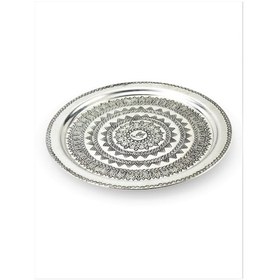 Resim Üzümlü Eskitme Bakır Tepsi 28 CM 