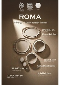 Resim Roma Beige 58 Parça 12 Kişilik Bone Porselen Yemek Takımı Bej Bej 
