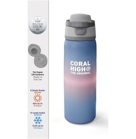 Resim Coral High Renk Geçişli Pipetli Ve Direkt İçim Çelik Termos 800 Ml 38559 Çivit Mavi 