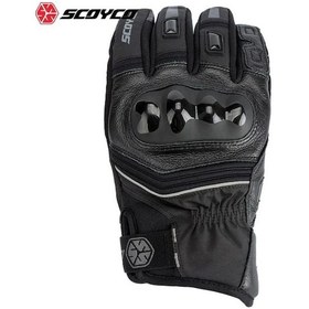 Resim Motoanl Scoyco Deri Ve Cordura Reflektörlü Eldiven Gri - Siyah 