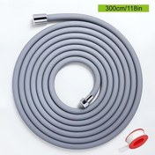 Resim Elmpaly 118 İnç Uzun Gri Silikon Duş Hortumu Bakır Cıvatalı Evrensel El Duşu Uzatma Banyo Aksesuarı 