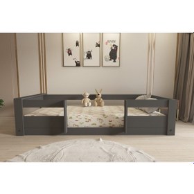 Resim Herseycik Ninnimo Montessori 90X190 Yatak Uyumlu Karyola M7-4 Antrasit 