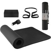 Resim Moveevo Yoga Başlangıççı Seti: Siyah Nbr Mat 183x61cm + Eva Blok + Pamuklu Geliştirme Kayışı + Taşıma Çantası 